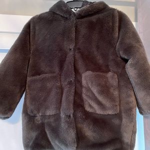 Zara Girls 8 Fur/Quilt button Reversible jacket NWOT